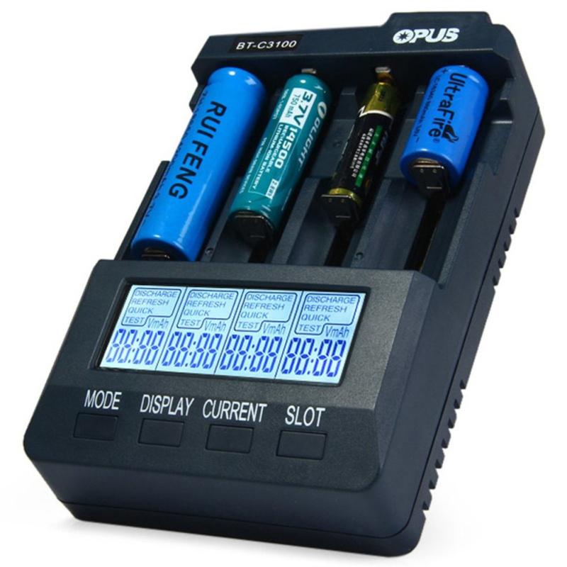Opus Bt-c3100 Digital Smart 4-слотовый ЖК-зарядное устройство, совместимое с литий-ионным аккумулятором Nicd Nimh Aa Aaa 10440