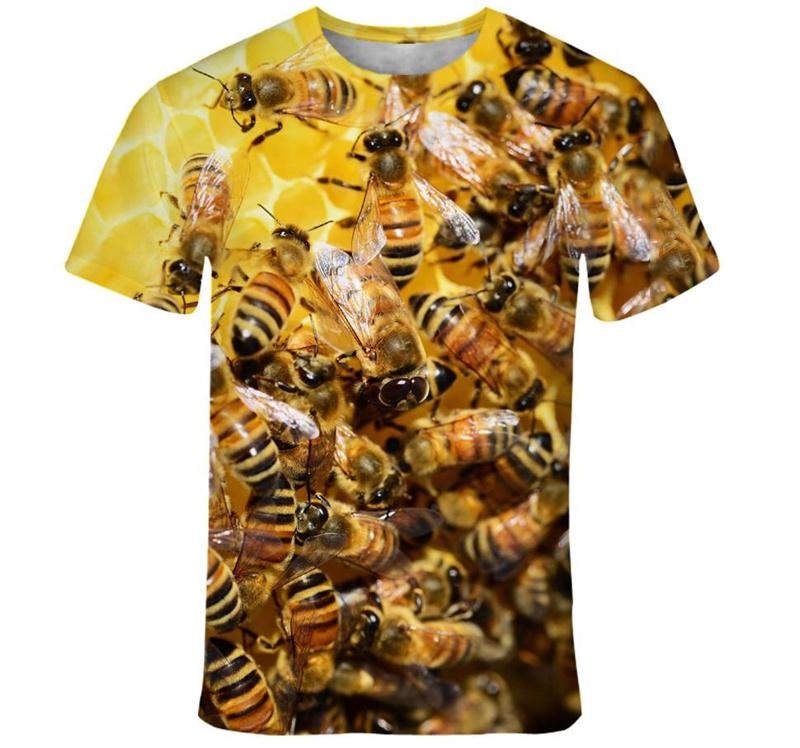 Забавные футболки с графикой медоносной пчелы, летняя мода, короткий рукав, животные, 3D-принт, свободные, повседневные, Харадзюку, мужские футболки