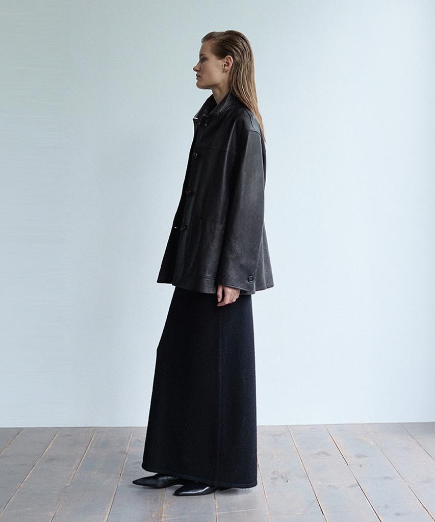 VERDEMAR Italy Vegetable Lambskin Car Coat_Black