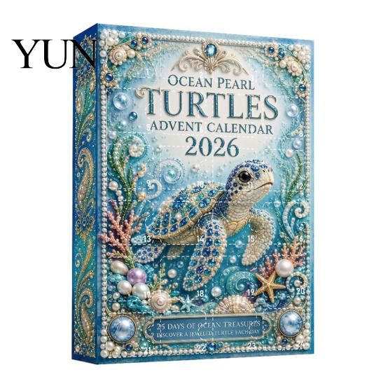 Turtle Theme Ornaments Marine Life Advent Calendars 2026, 24 Days Christmas Countdown Calendar with 2D Acrylic Surprise Gift for Kids Lobster