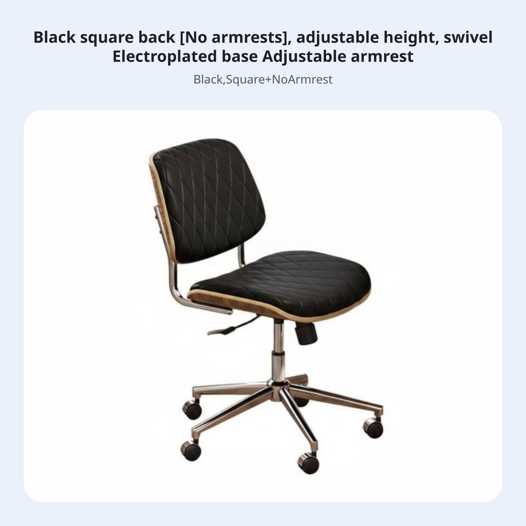 Wheeled Rotateing Seat Ergonomic Design Bentwood Task Chair with Armrests Adjustable Height Curved Spinalrest for Bedroom