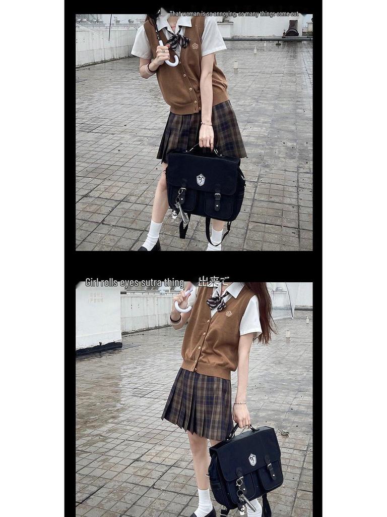 Оригинальный осенний вязаный кардиган-жилет Takinogawa Gakuen - Серый жилет-свитер на весну