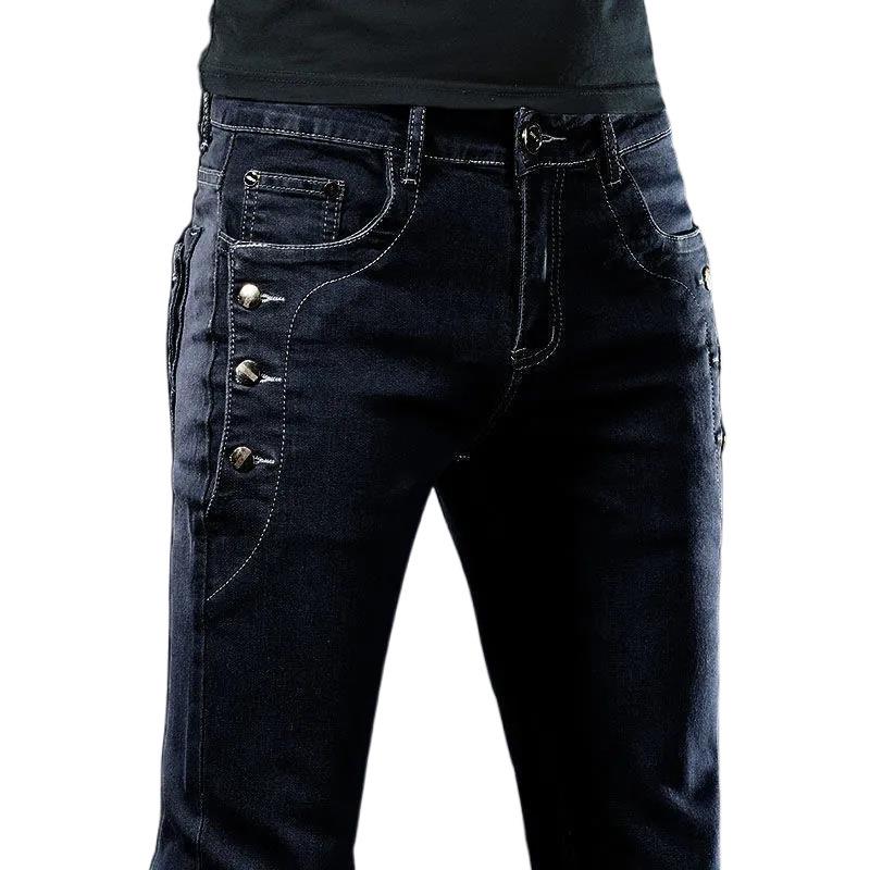 Мужские зимние бархатные узкие джинсы - эластичные узкие брюки Snowflake