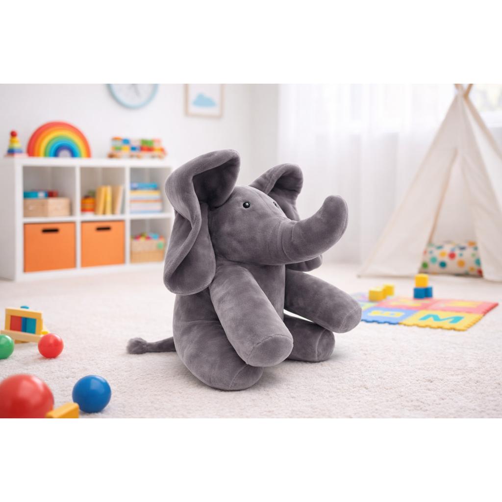 Elefant de Plus Soft Plush Toy, Grey Elephant Stuffed Animal, 30cm Cuddly Gift for Babies & Kids