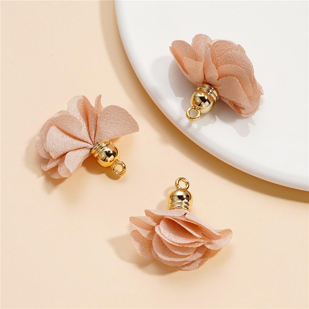 10Pcs/Lot Fabric Flower Tassel Pendants for Jewelry Making for DIY Bracelet Earrings Keychain Tassel Jewelry Making Accessories