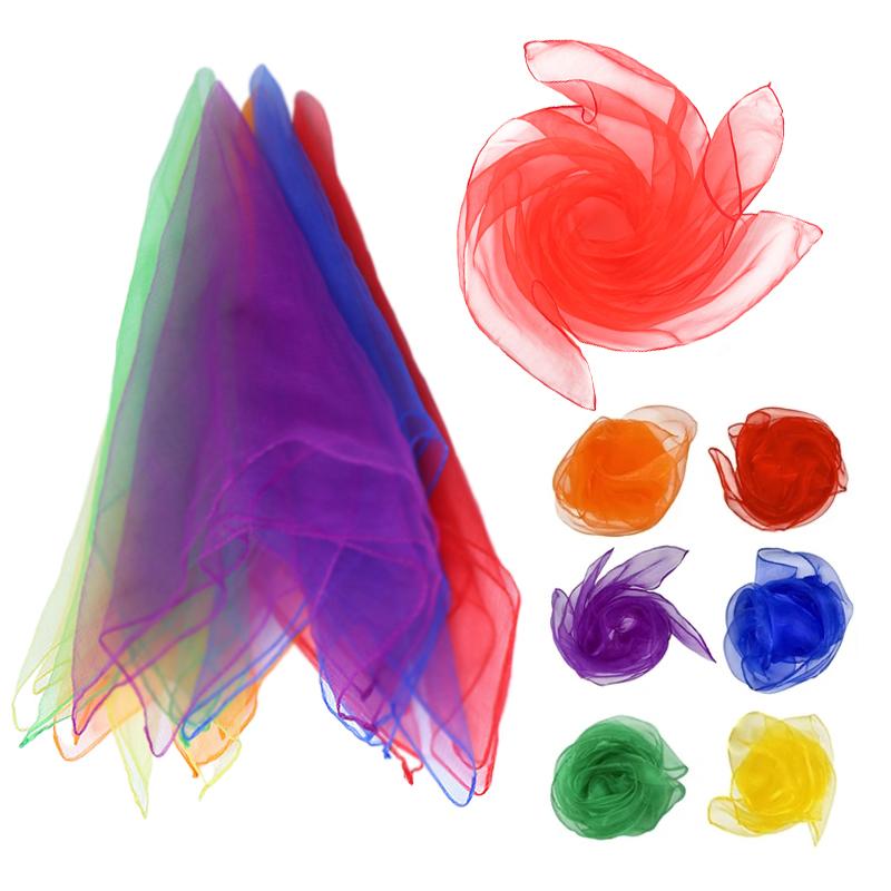6 Solid Colors Thin Chiffon Nylon Silk Scarf Magic Show Performance Dance Candy Square Scarf Transparent Neckerchief Shawl