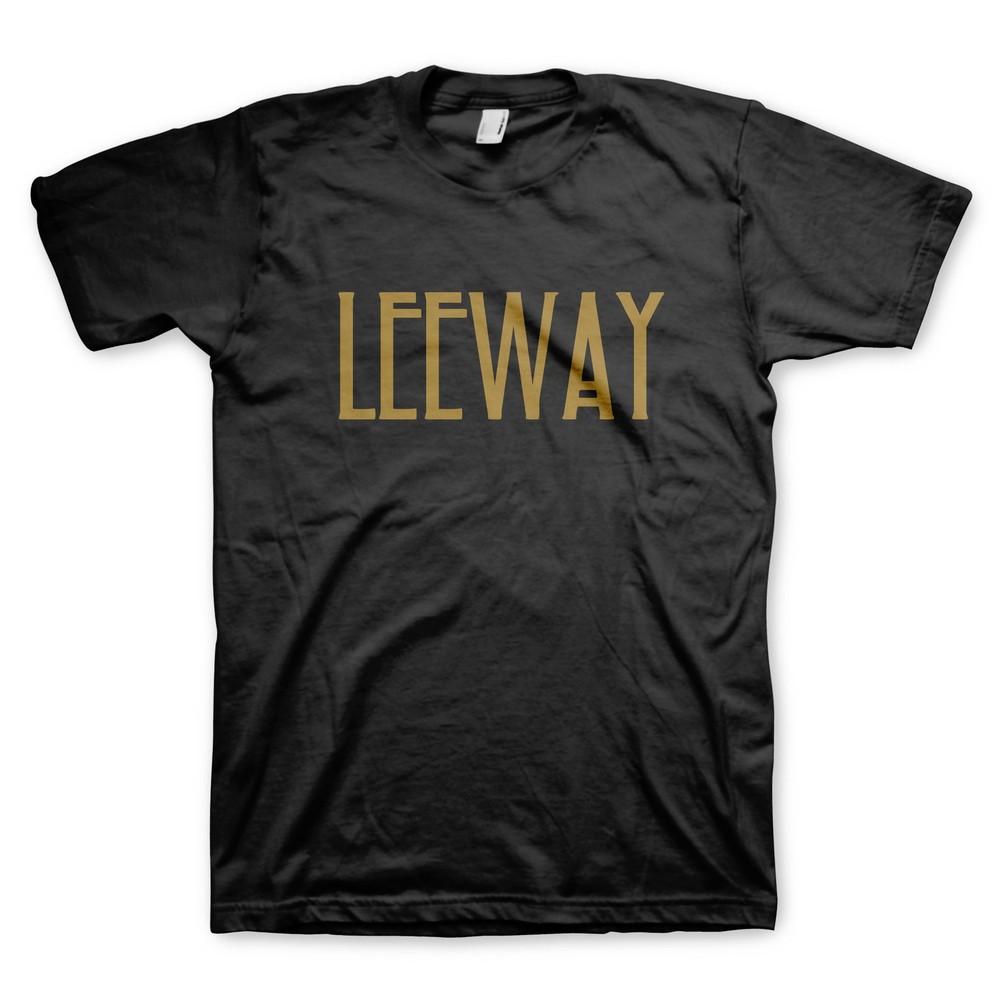Футболка Leeway с золотым текстом, размер Medium, черная, унисекс