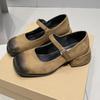 Mary Jane Shoes Women's Autumn and Winter 2024 New French One-word Buckle High Heels Square Head Light Mouth Thick Heel Versatile Single Shoes