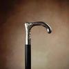 Walking Stick, Wooden Cane, Classic Handle, Silver and Black, Gift