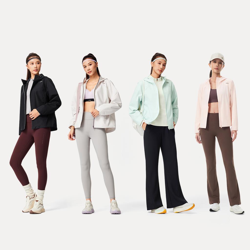 Li-Ning Однотонная ветровка с капюшоном, на молнии, универсальная, свободного кроя, женская верхняя одежда AFDW102-11
