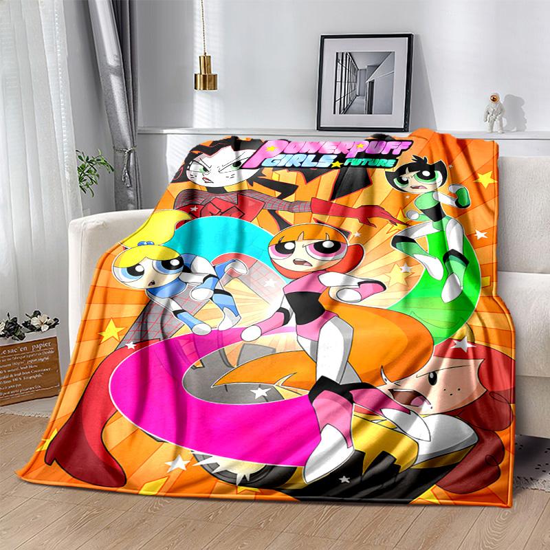 1pc Powerpuff Girls Future Flannel Blanket Soft Warm Throw Blanket for Bedroom Living Room Bed Travel Camping Picnic Gift. M07220139