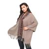 Women Tassel Ponchos Cape Coat Soft Winter Fur Collar Shawls Wraps Cardigan Sweater Solid Color
