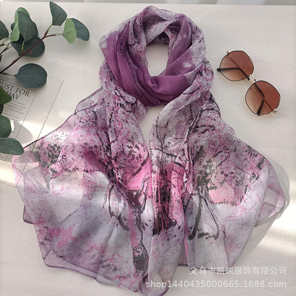 40 цветов, новый длинный шелковый атласный женский шарф с принтом, винтажный универсальный солнцезащитный пляжный шаль, шарф