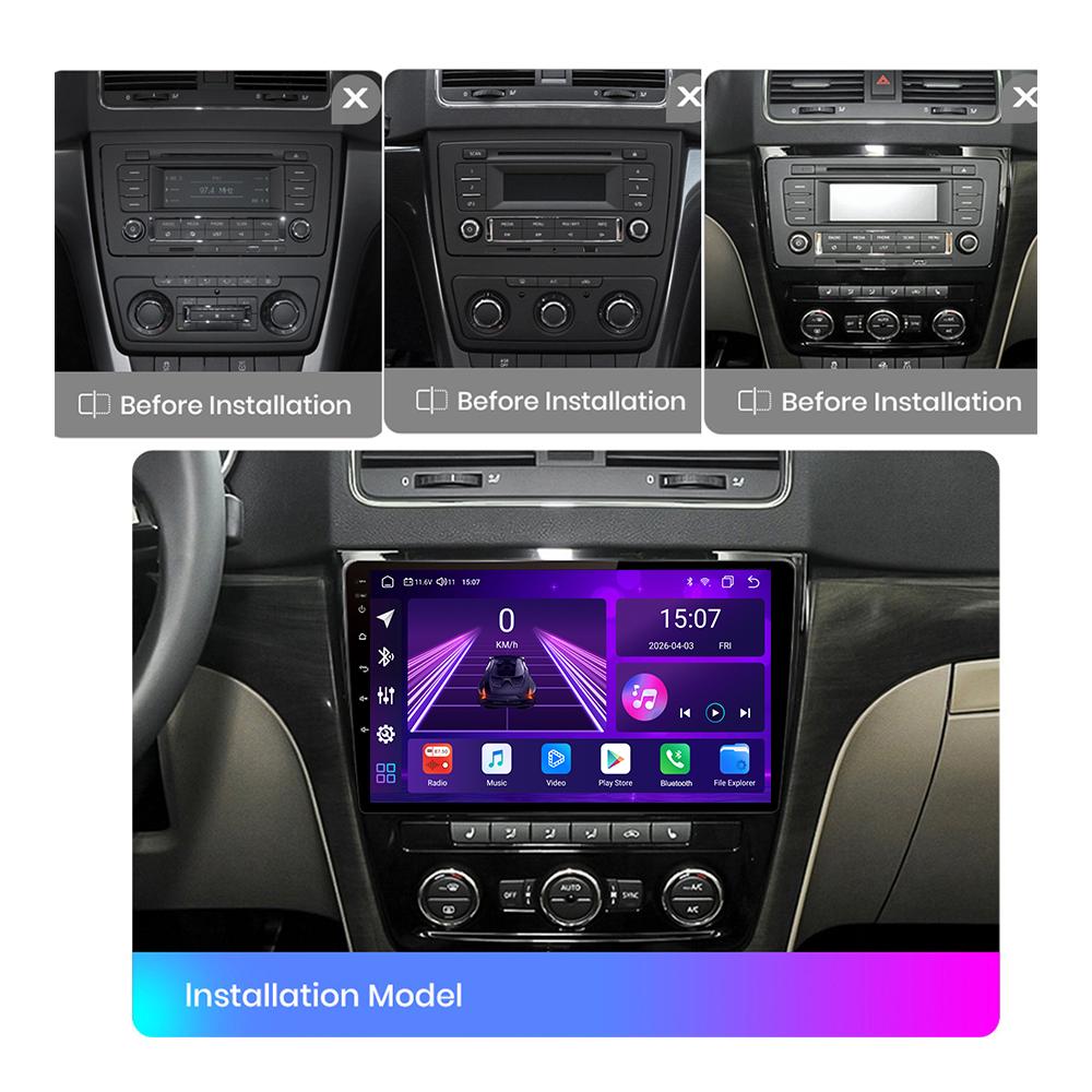 Автомобильная магнитола Android Car-Play для Skoda Yeti 2009-2018 Мультимедийный плеер Головное устройство Стерео Навигация GPS BT WIFI, 8 ЯДЕР , 2+32 ГБ