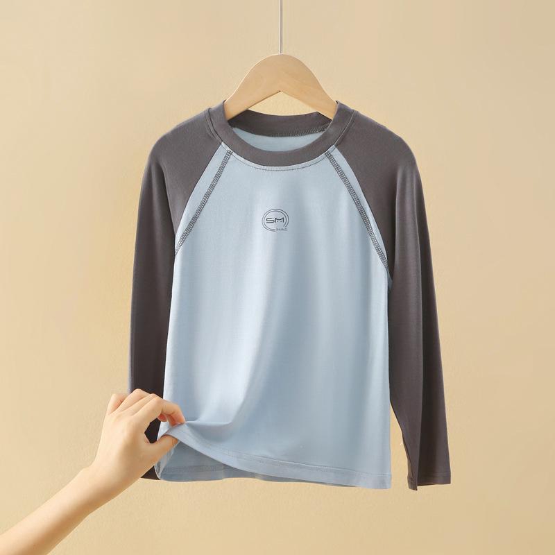 Модальная футболка с длинным рукавом для мальчиков на весну и осень - Облегающий базовый слой для детей и подростков