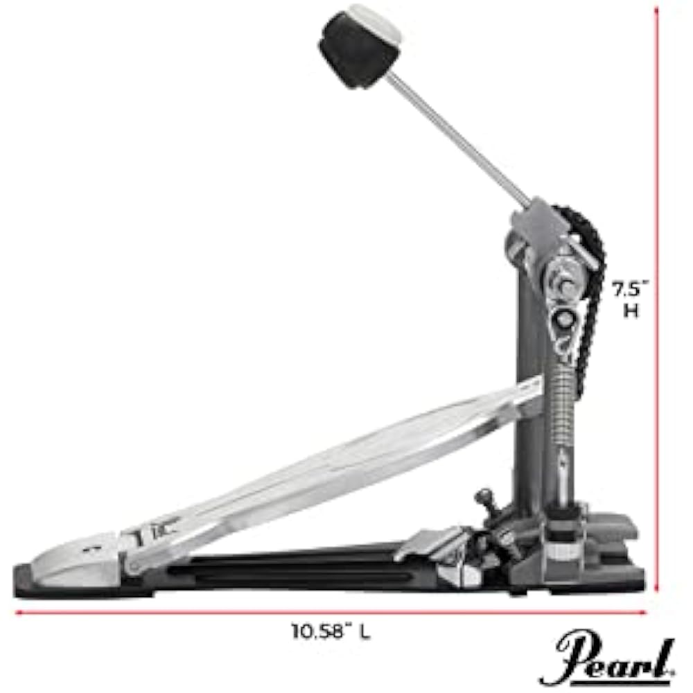 Pearl P-1030 Pearl Drum Single Pedal Eliminator Solo “BLACK” Round Cam Duo Beater