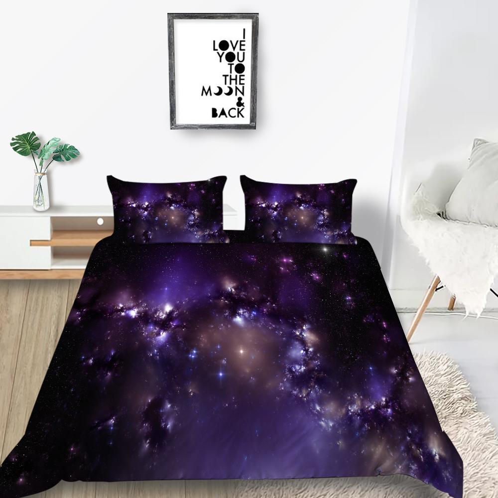 Space Star Printing Household Bedding Single Bed Double Bed Full Size Pillowcase and Quilt Cover 2/3 Beddingome