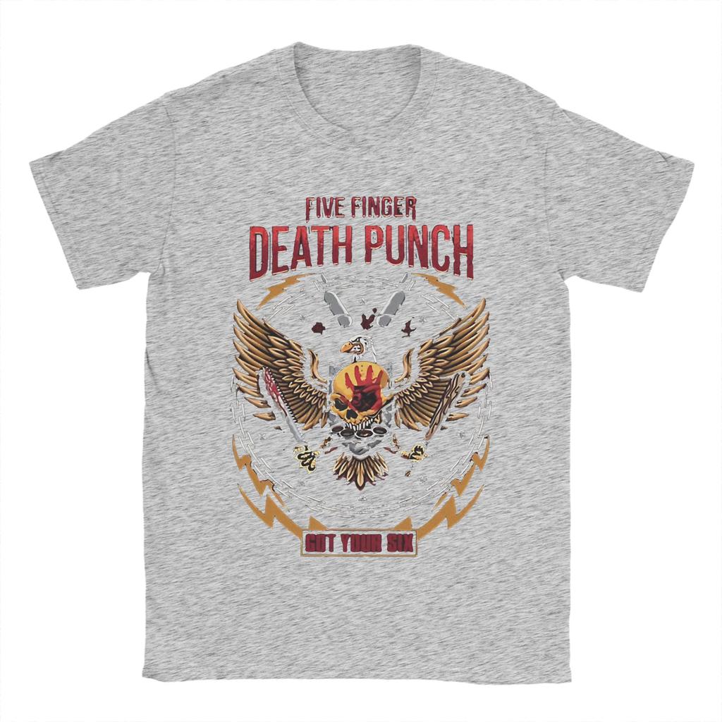 Five Finger Death Punch T Shirts for Men Pure Cotton Novelty TShirt Round Neck Tee Shirt Short Sleeve Tops Plus Size
