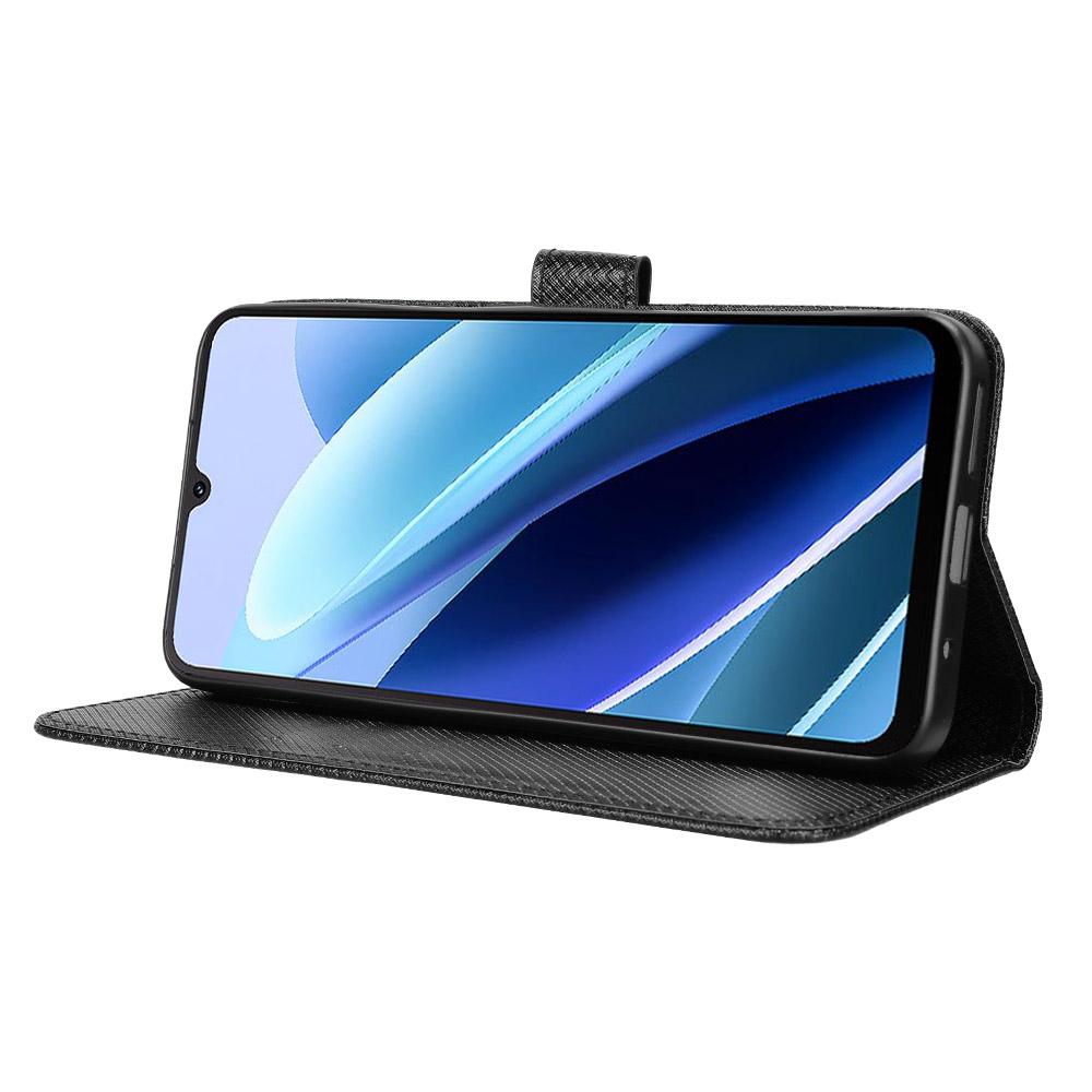 Для Cubot A40 Кожаный чехол-кошелек с ремешком Текстура бриллианта Чехол для телефона