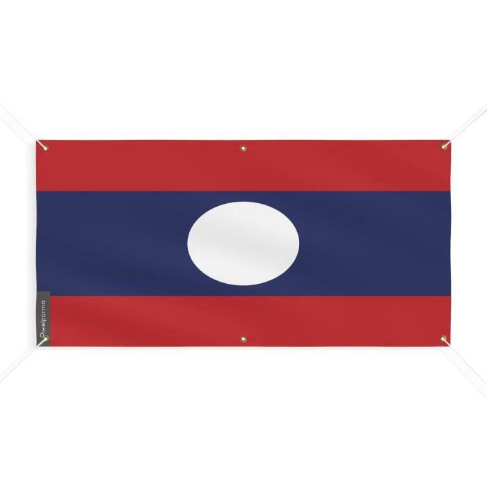 Bannière Drapeau Du Laos 6 Oeillets 150x300cm En Polyester