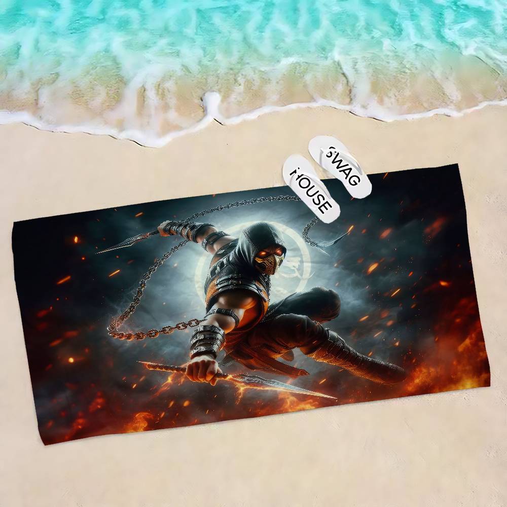 Video Game M-Mortal Kombat Microfiber Blanket Quick Drying Beach Towels Oversized Printing Super Absorbent Pool Towel Blanket