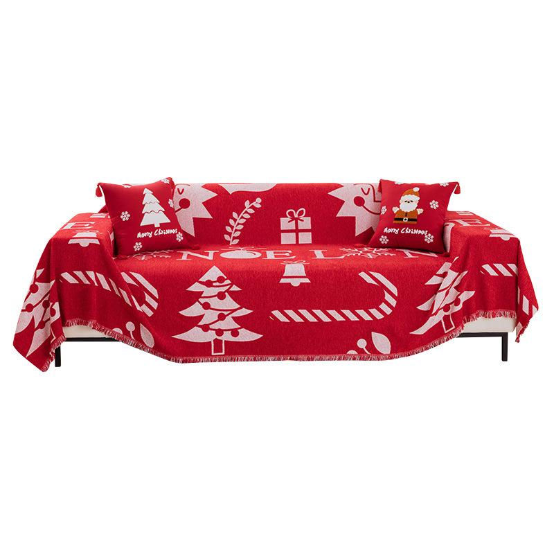 Чехол для дивана из шенилловой ткани, красное высококачественное полотенце для дивана, праздничный рождественский диван, подушка