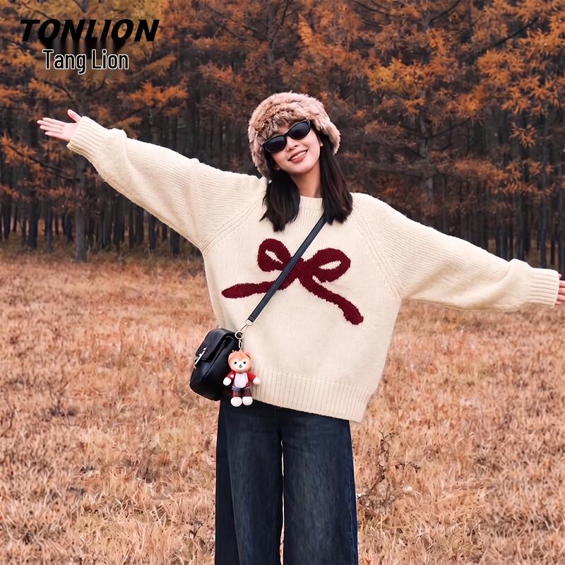 TonLion Women's Wool-Blend Bowknot Knit Sweater