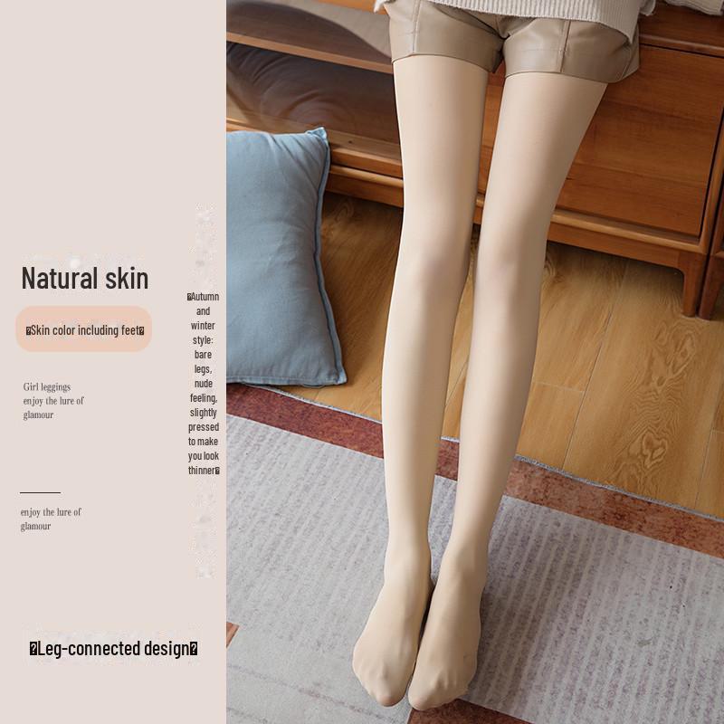 Women's Velvet Stockings: Flesh-Colored, Thicker, Bare-Leg Effect Pantyhose for Spring, Autumn, Winter