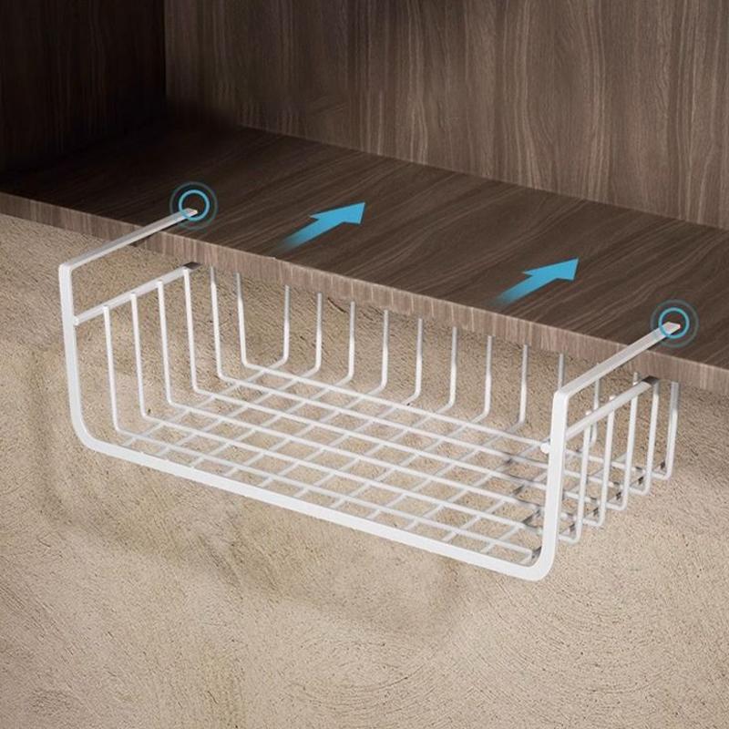 1 шт. Белая/Черная подвесная сетчатая корзина из железа, большая вместимость, подвесная под шкаф, на стену, в гардероб, корзина для хранения, кухонные инструменты