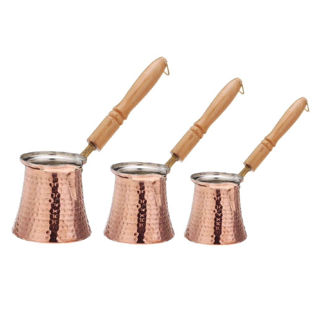 3 Size Coffee Wooden Handle Cevze Turk Turkish Coffee Pot Coffee Turk Turkish Copper Coffee Maker