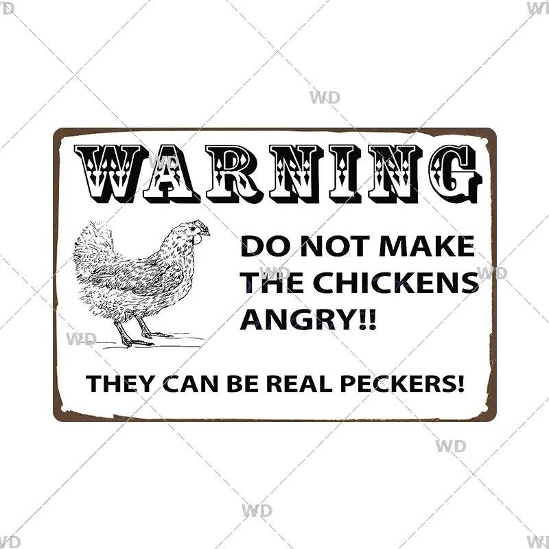 Beware Animals Dog Cat Bull Kraken Chickens Bigfoot Area Retro Tin Sign Caution Decorative Vintage Plaque Metal Poster Decor