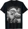 Christmas Funny Snowman Santa Claus Selfie Black And White T-Shirt