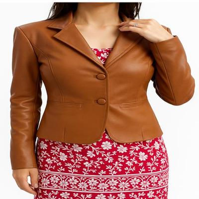 Женский стильный пиджак из натуральной кожи ягненка | Мотоцикл ручной работы Slim fit | Женский модный кожаный пиджак Slim Fit