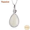 Танциз Стерлингового Серебра 925 Классическое Женское Нефритовое Ожерелье Кулон Циркон Модный Подарок