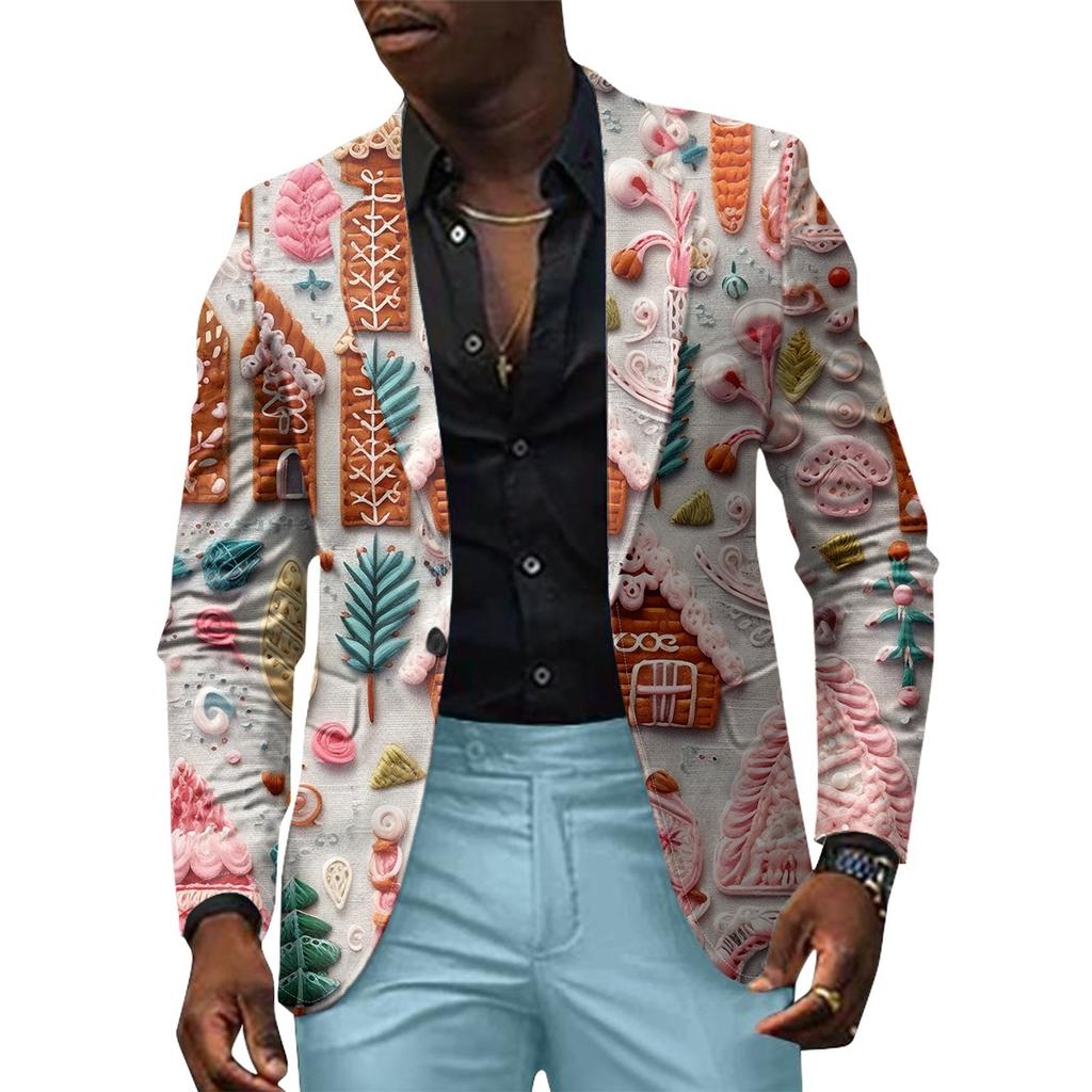 Unisex Winter Christmas Prints Suit Jackets Unisex Casual Fashion Button Jackets