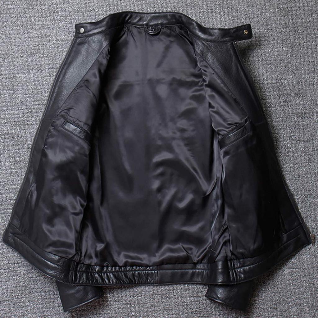 Натуральная кожа Байкер Мотоцикл Бизнес Коровья кожа Зима Овчина Ягненок Кожа Размер [NBLL] Мужская куртка, Куртка, Пальто, Куртка, Пальто,