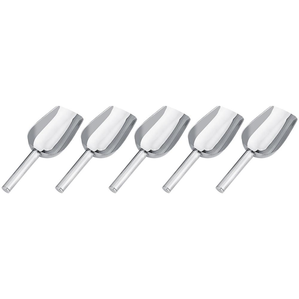 5PCS Silver Metal Scoop Set Stainless Steel Ice Scoop Set Premium Scoops Set Party
