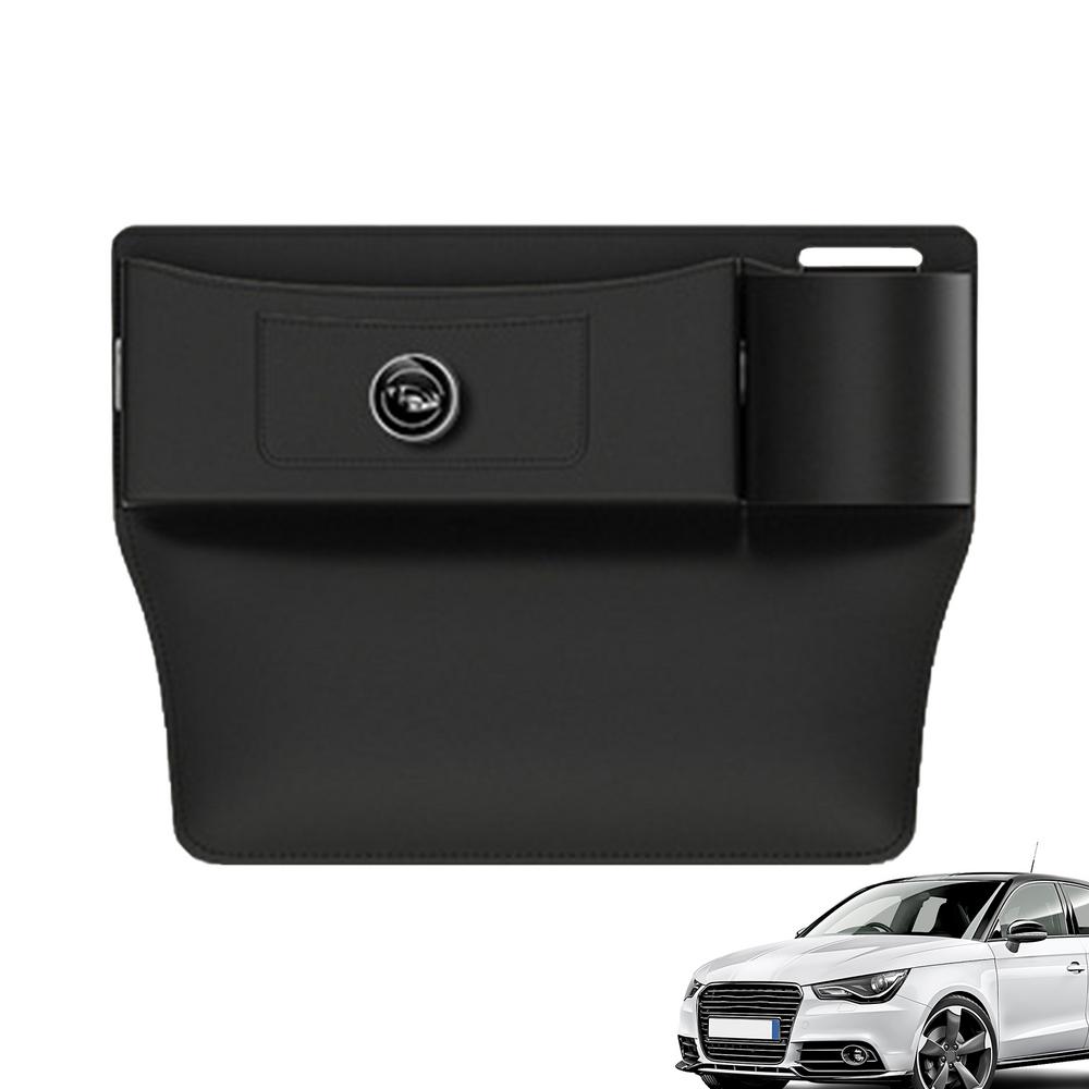 Car Seat Crevice Filler Auto Leather Seat Filler Box Car Seat Slot Storage Box With Reserved Charging Holes For Storing Cards Ke