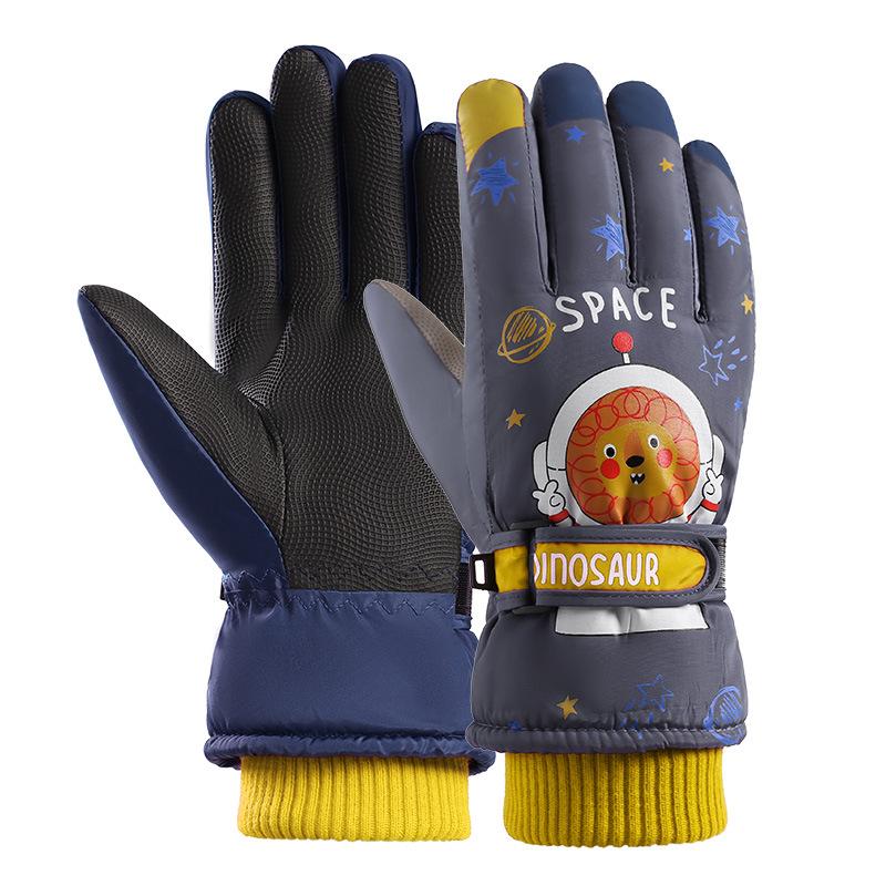 Новые детские лыжные перчатки Милые мультяшные зимние перчатки для мальчиков и девочек Астронавт Велосипедные Ветрозащитные Морозостойкие и Теплые перчатки