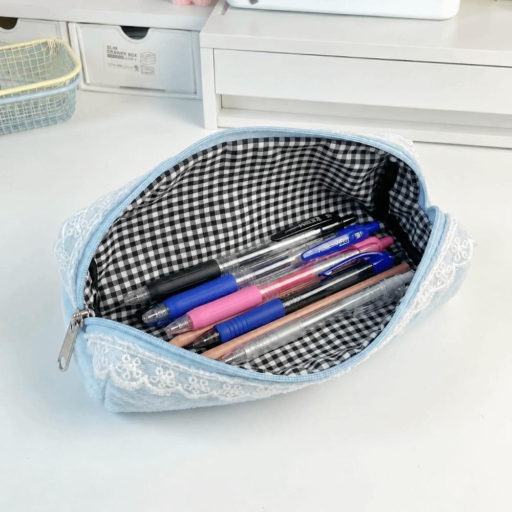Plush Pencil Case Cat Embroidery Pencil Pouch Kawaii Stationery Pouch  School Supplies