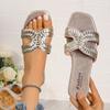 Женские тапочки, летняя мода, новые сексуальные повседневные туфли, удобные однотонные сандалии, квадратный носок, плоский каблук, тапочки, шлепанцы для женщин