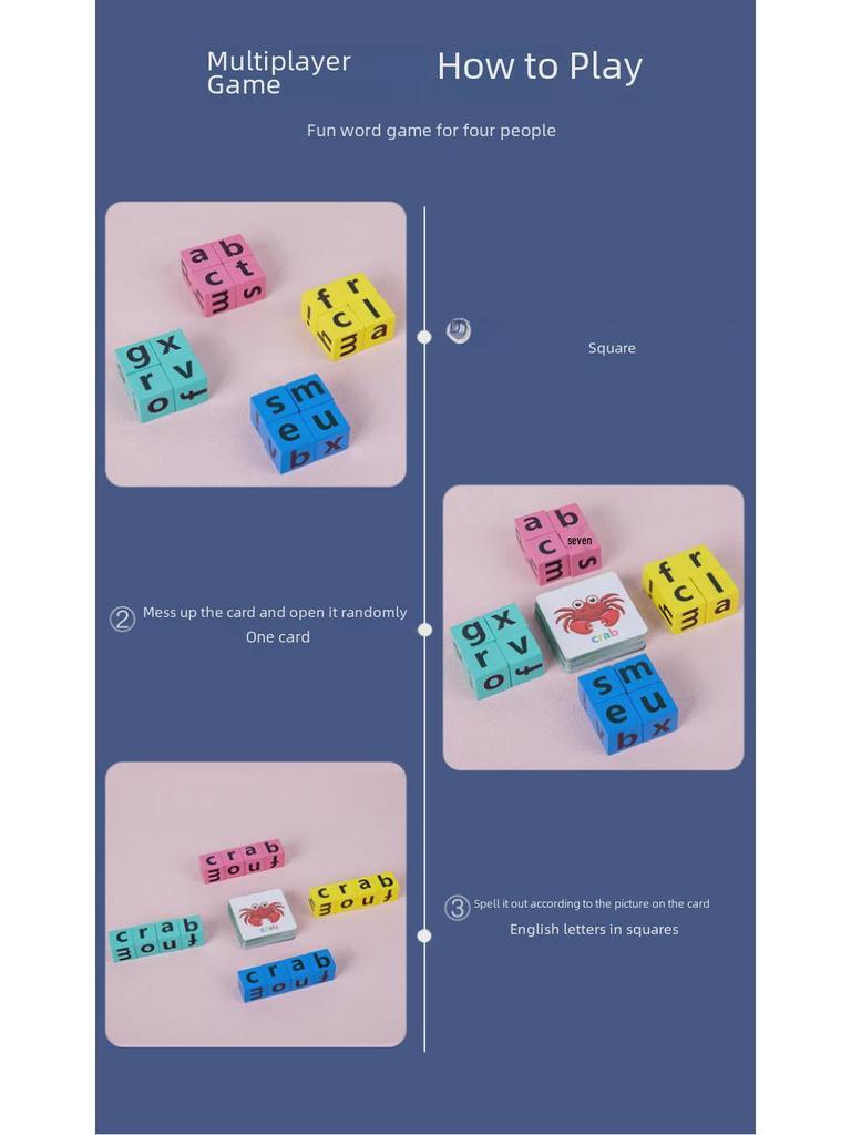 Children's Interactive Word Spelling Puzzle Cube Game - Early Education English Learning Toy