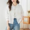 Куртка Женская С длинным рукавом Весенняя одежда Новая Маленький Короткий Топ Рубашка из чистого хлопка