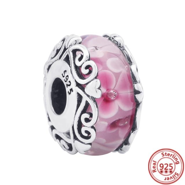 Красочные бусины из муранского стекла, прозрачные бусины в форме пузыря, подходят для оригинального браслета, женские ювелирные изделия из стерлингового серебра 925 пробы