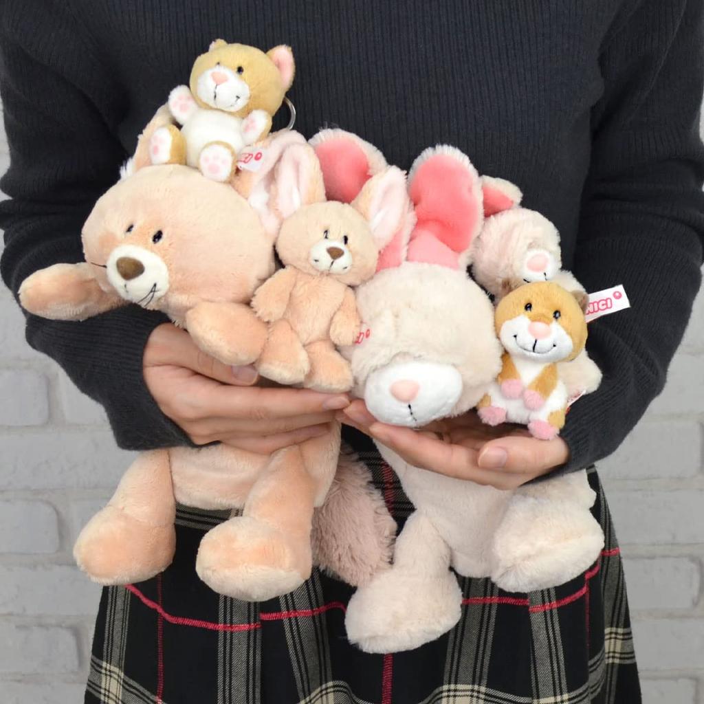 NICI Angora Rabbit Keyring, 10cm, White, BB Bean Bag for Kids, W6 X D5 X H15cm