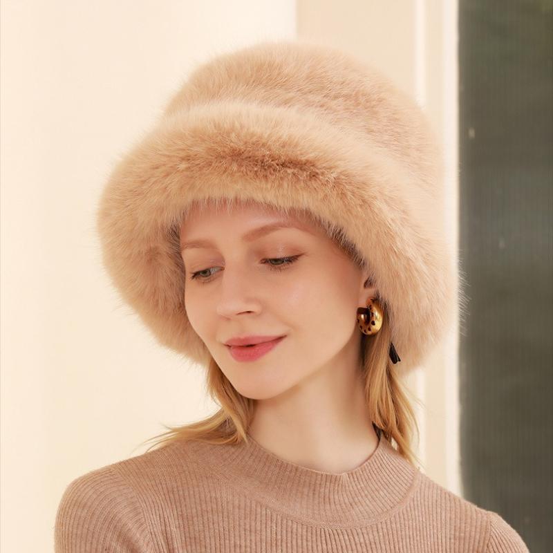 Autumn and Winter Thick Warm Women's Hat Versatile and Fashionable Imitation Fox Fur Fisherman Hats