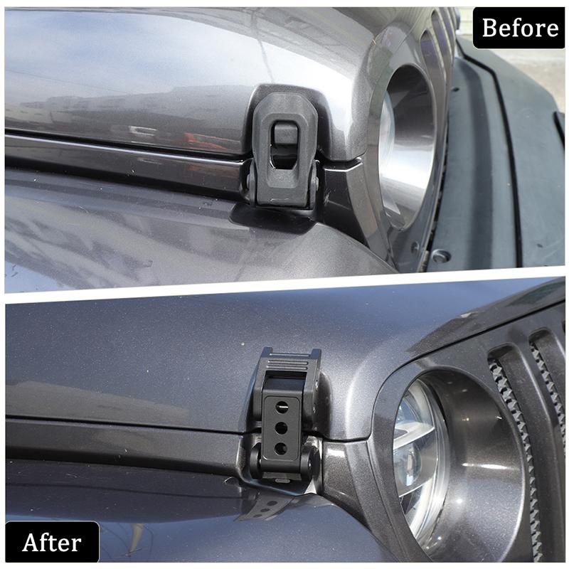 Engine Hood Latches Locking Hood Catch Kit Aluminum Alloy Hood Locks Compatible with Jeep Wrangler JK JL JT