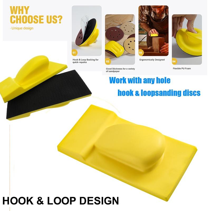 Блок для ручного шлифования на липучке Блок для ручного шлифования с пальцами Боковые крючки и петли Быстрая смена