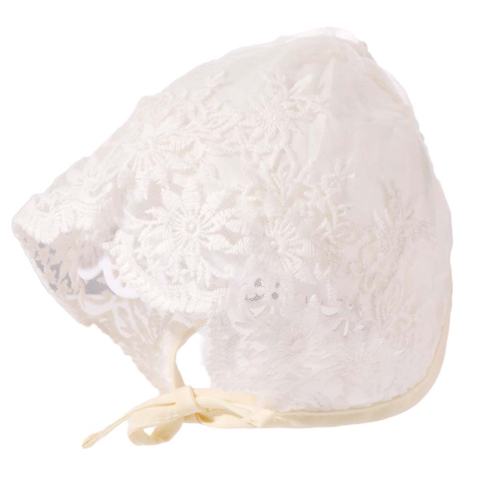 White Infant Lace Hat Flower Girl Bonnet Cap Cute Baby Lace Hat Newborn
