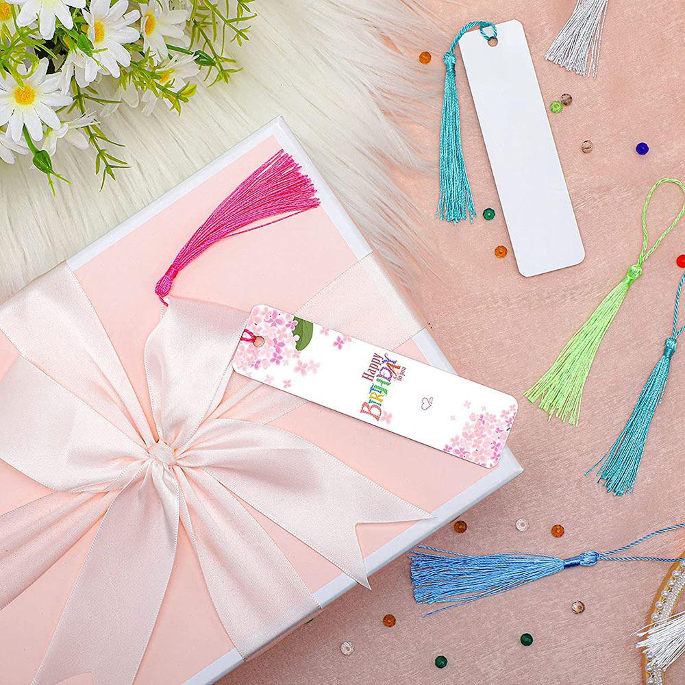 Sublimation Blank Metal Bookmarks with Colorful Tassels for DIY Heat Transfer Patterns